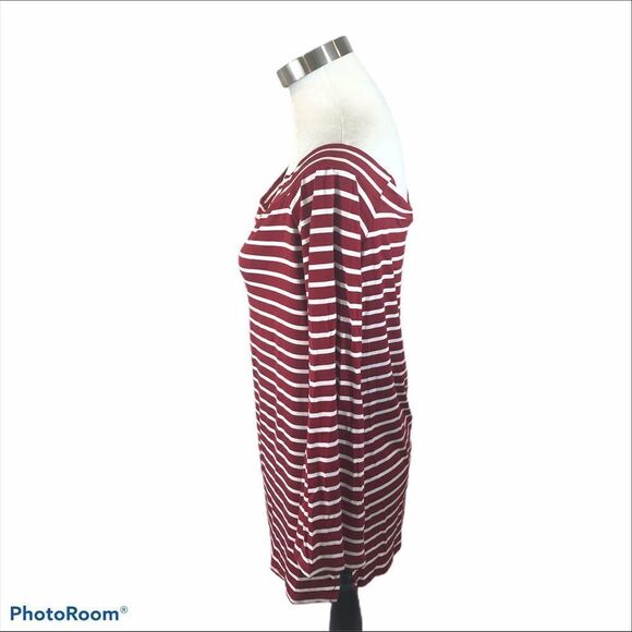ZJCT brand Red and White Striped Boat Neck Shirt - Picture 8 of 12